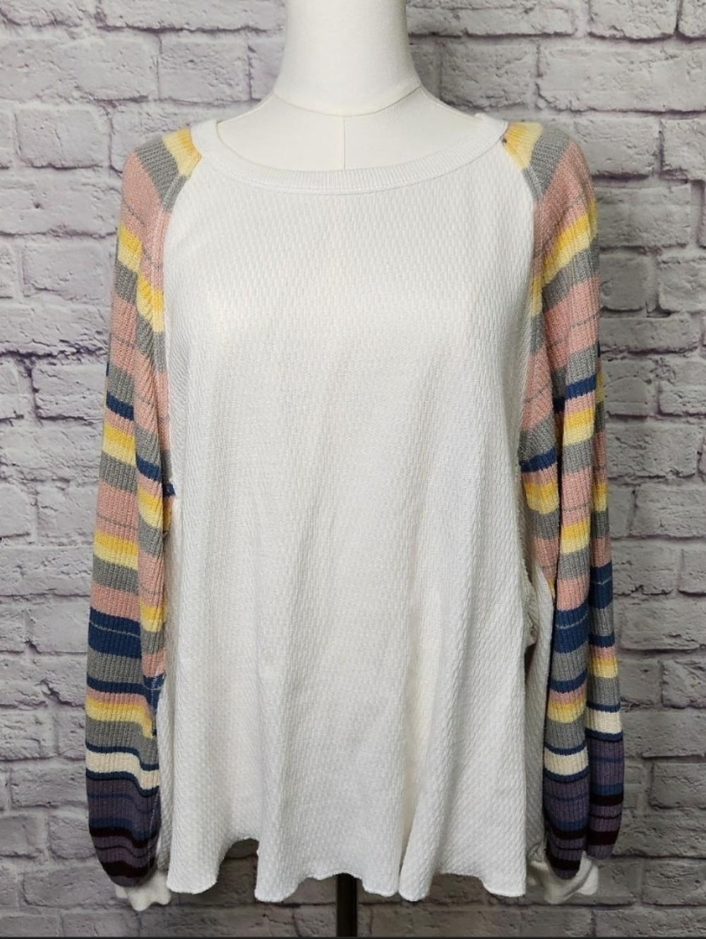FREE PEOPLE We The Free Rainbow Dreams Balloon-sleeve Top Womens Medium OB978656